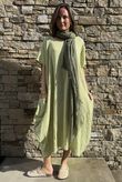 Salcombe Chalk Stripe Cotton Cocoon Dress Soft Olive